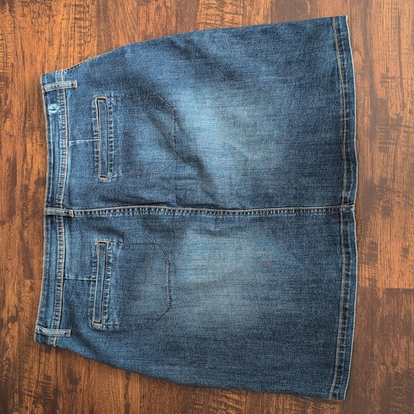 Kensie Jeans Denim Button Front Mini Skirt XL Blue Wash Stretch Pockets - Picture 4 of 11
